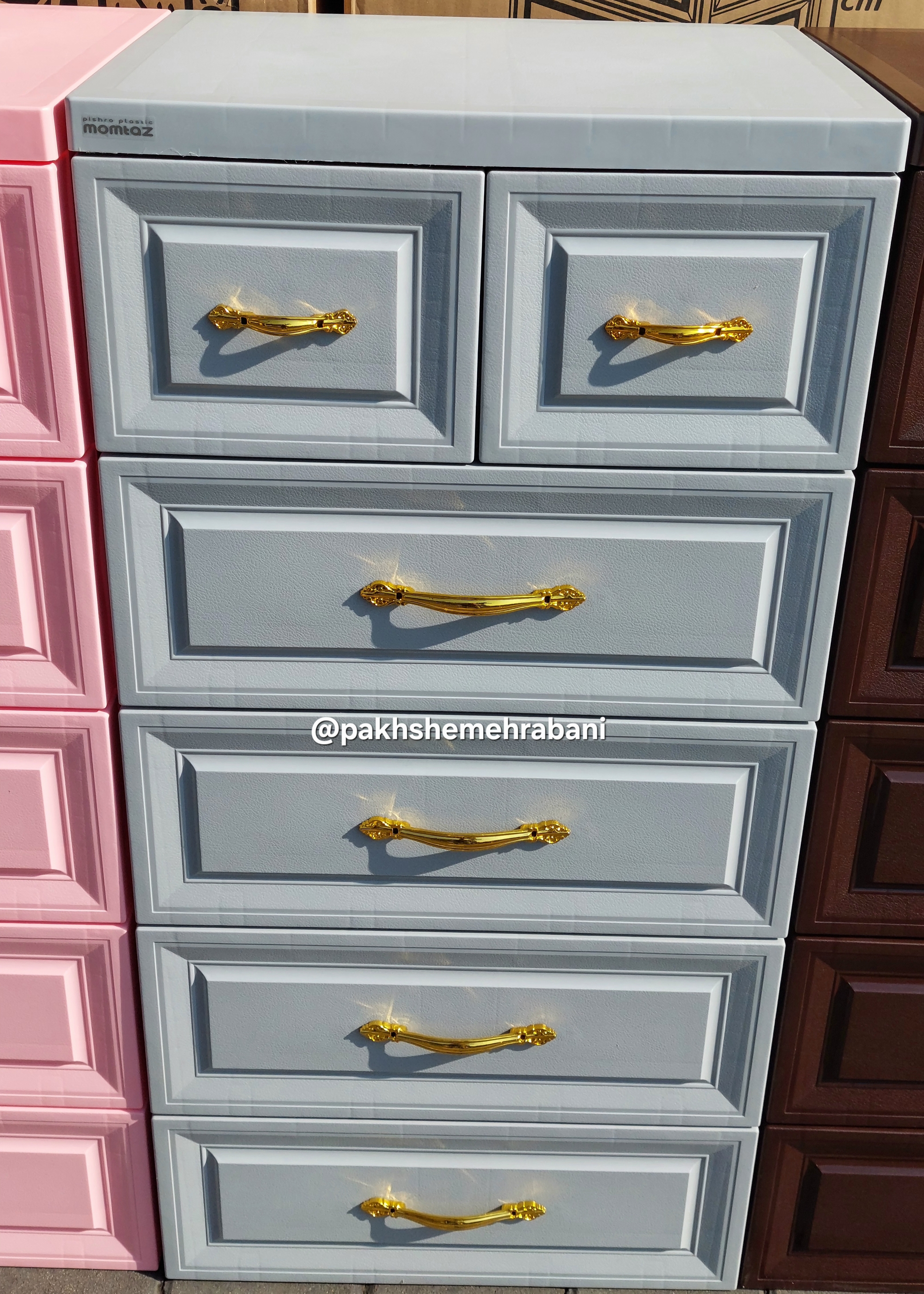 دراور پلاستیکی ۵ طبقه ممتاز مدل اس ۵ رنگ طوسی