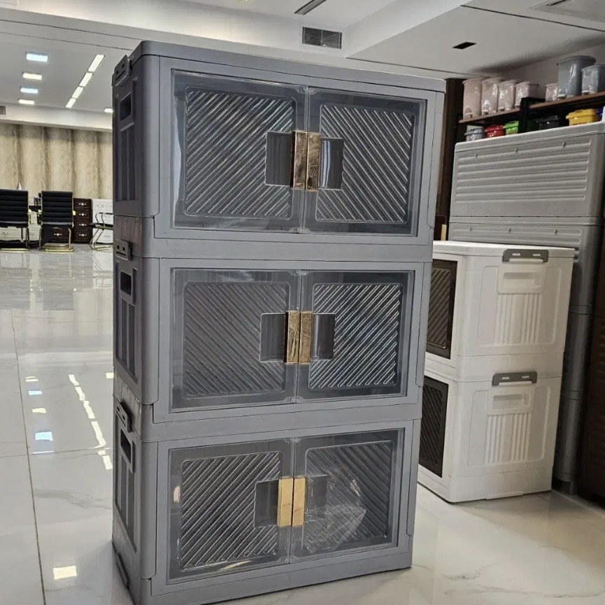 کابینت تاشو پلاستیکی ۳ طبقه صالح پلاستیک جهرمی فروش از پخش پلاستیک مهربانی