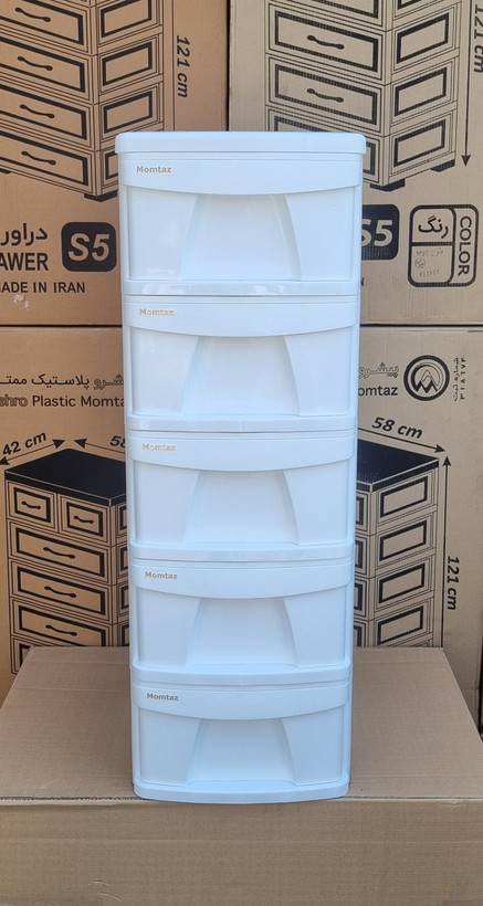فایل پلاستیکی ۵ طبقه رنگ سفید، انتخابی شیک و مینیمال برای اتاق خواب، آشپزخانه، سرویس بهداشتی و محیط کار.