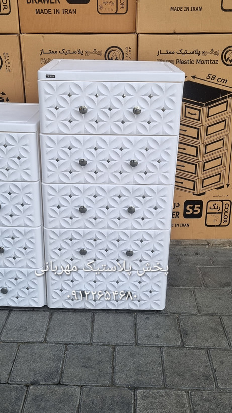 خرید دراور ۵ طبقه مدل نگین دار برند تسا پلاستیک از پخش پلاستیک مهربانی